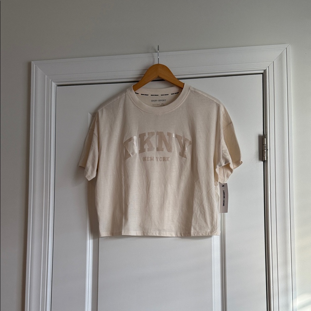 DKNY Sport Cropped Varsity Logo Graphic Tee